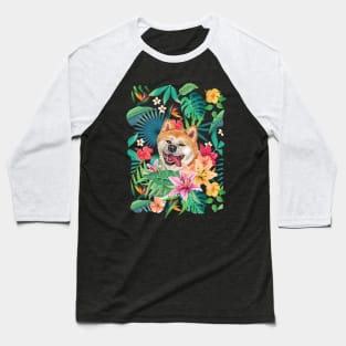 Tropical Red Akita 1 Baseball T-Shirt